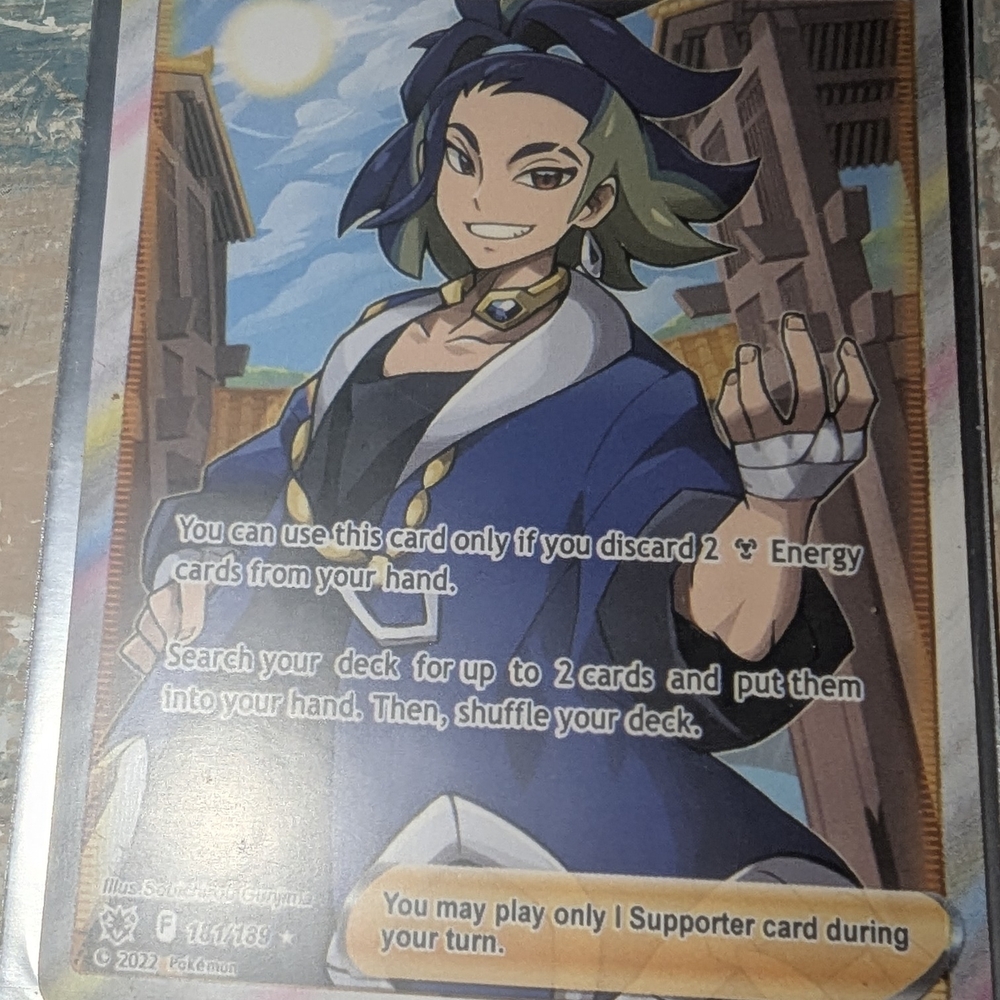 Pokemon Trainer Full Art Card Blue Green Black